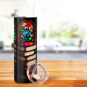 Stained Glass Book Stack 20oz Skinny Tumbler