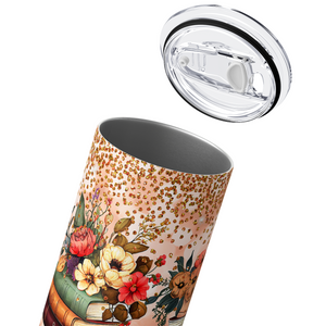 Books with Flowers 20oz Skinny Tumbler