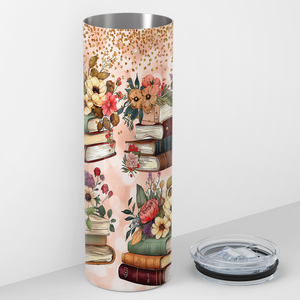 Books with Flowers 20oz Skinny Tumbler