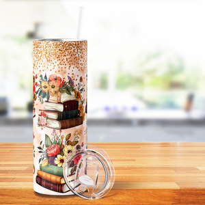 Books with Flowers 20oz Skinny Tumbler