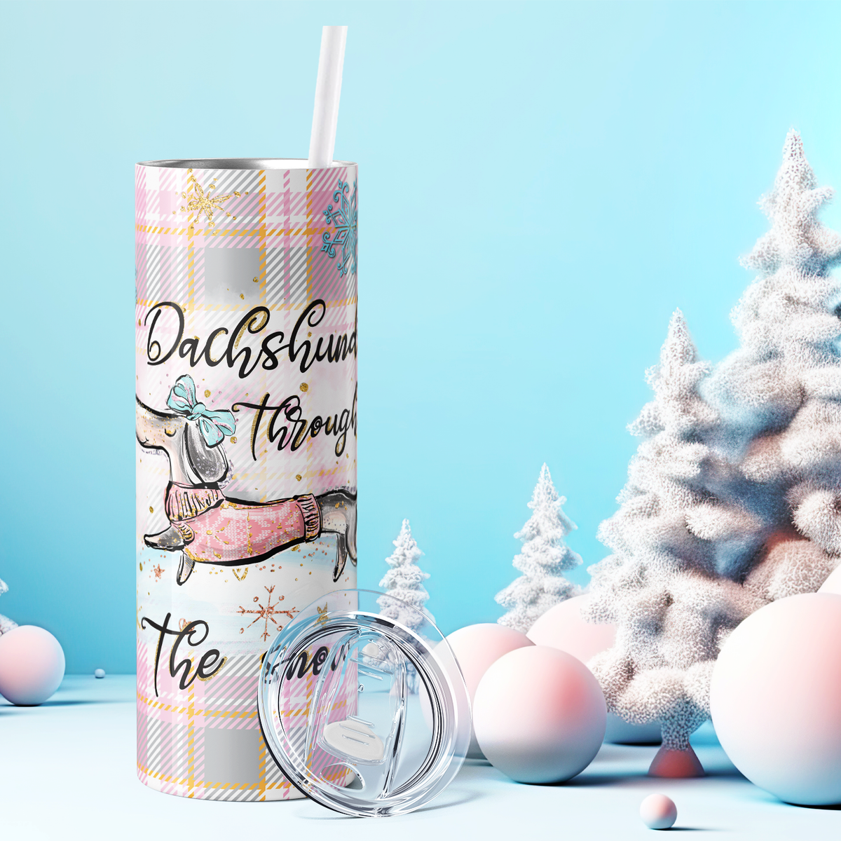 Dachshund Through the Snow 20oz Skinny Tumbler