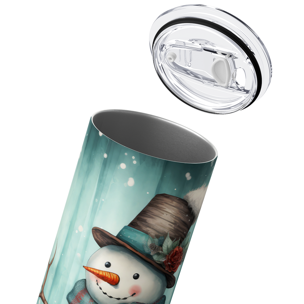 Snowman with Blue 20oz Skinny Tumbler