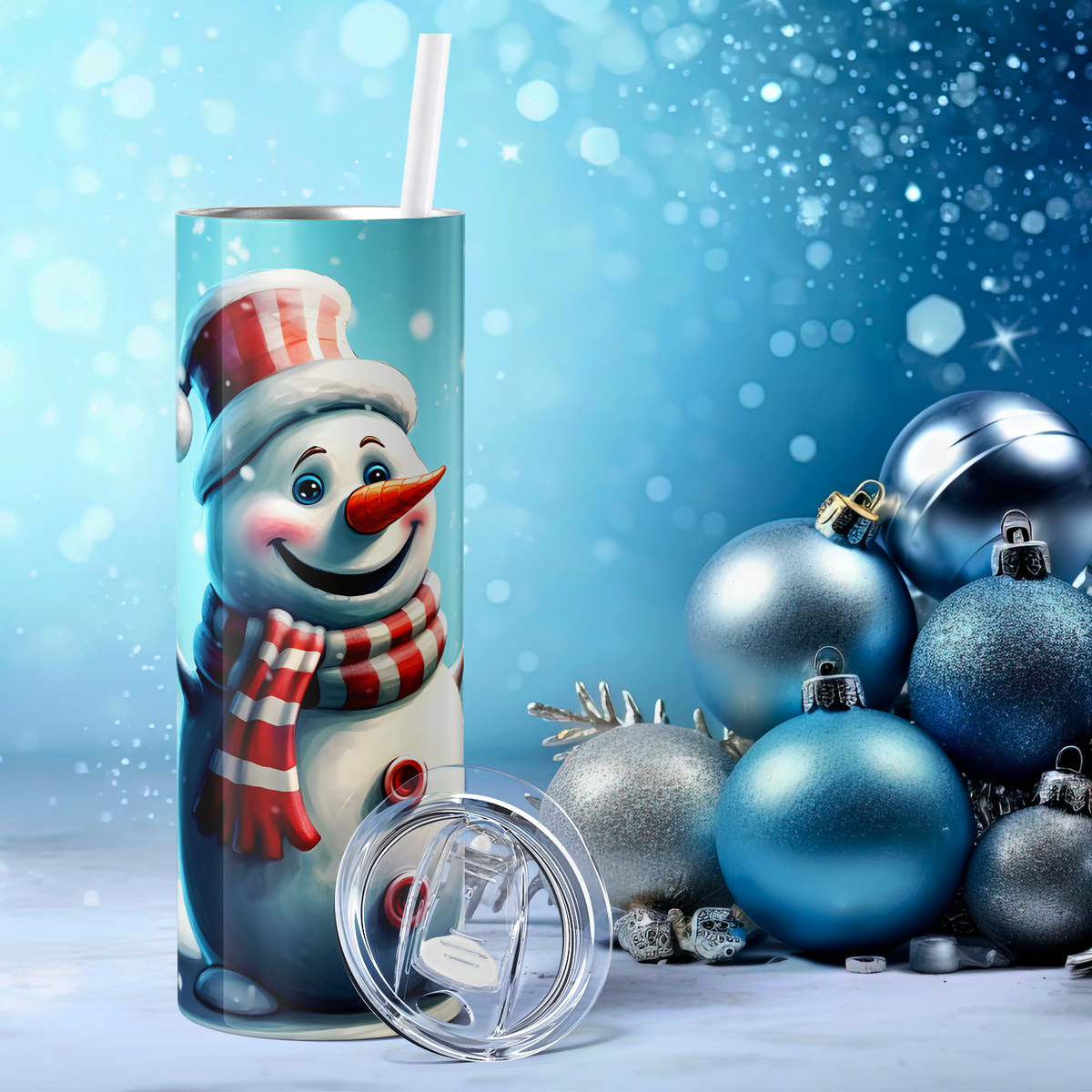 Happy Snowman Red Hat 20oz Skinny Tumbler