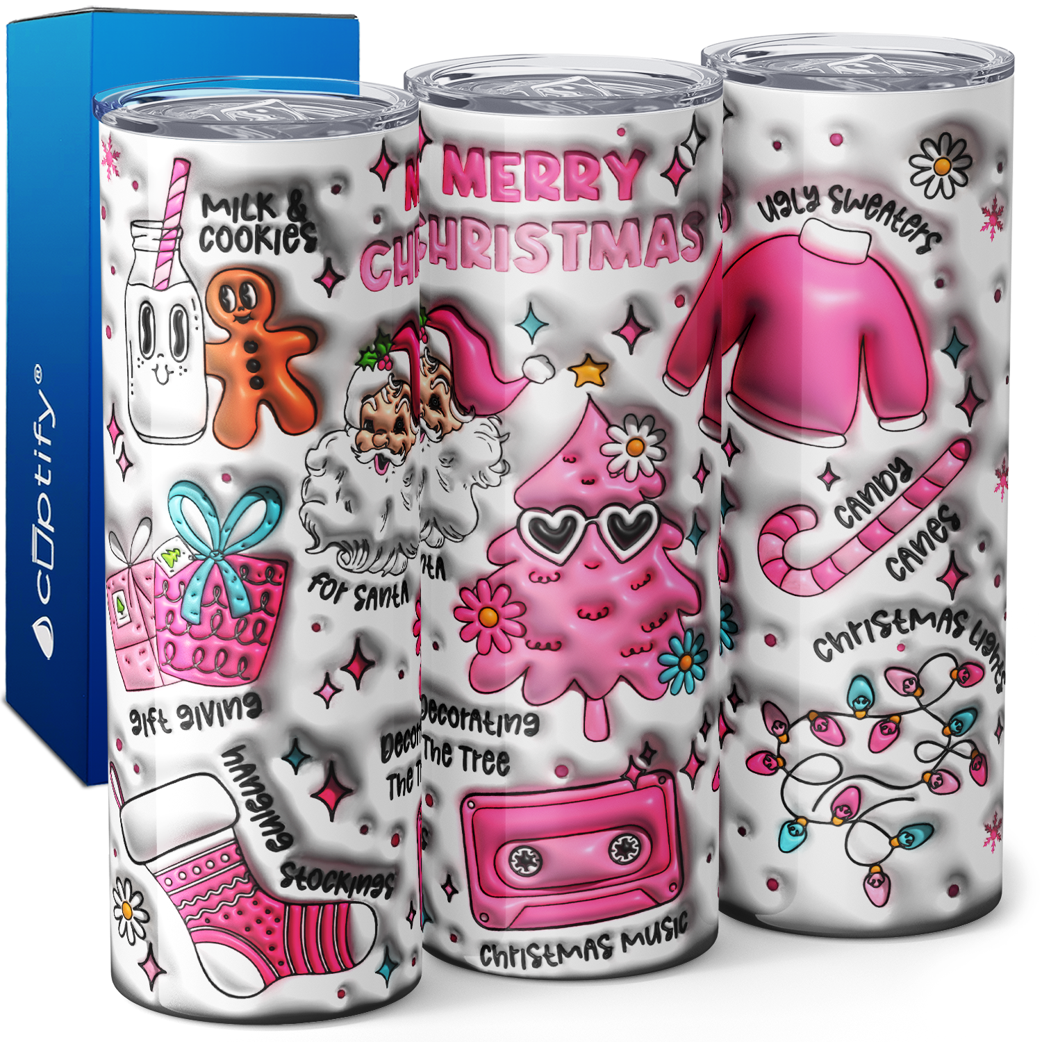 Pink Christmas 20oz Skinny Tumbler