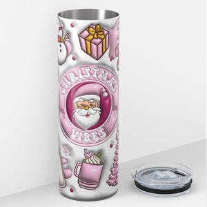 Christmas VIbes Coffee Pink 20oz Skinny Tumbler