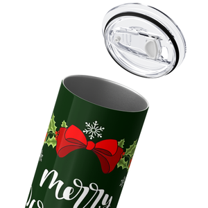 Merry Christmas with Wreath 20oz Skinny Tumbler