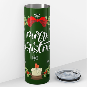 Merry Christmas with Wreath 20oz Skinny Tumbler