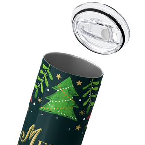 Merry Christmas with Tree and Ornaments 20oz Skinny Tumbler