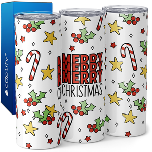 Merry Merry Merry Christmas 20oz Skinny Tumbler