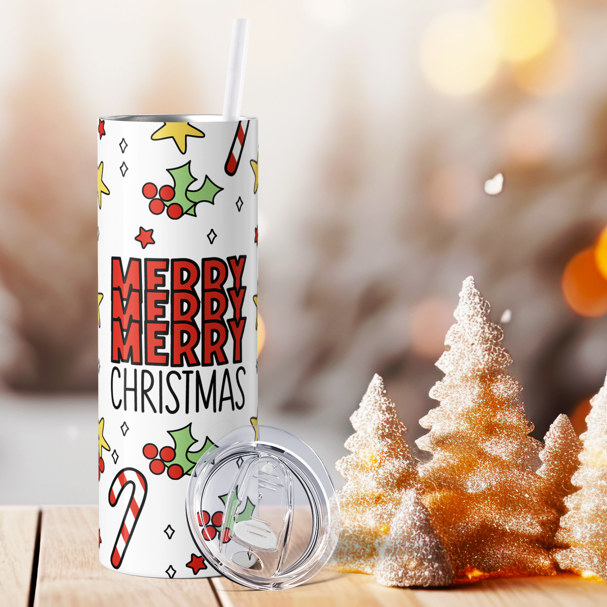 Merry Merry Merry Christmas 20oz Skinny Tumbler