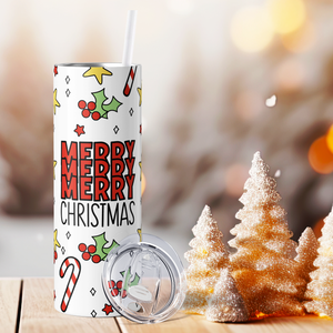 Merry Merry Merry Christmas 20oz Skinny Tumbler