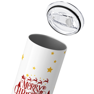 Merry Christmas Snowflakes and Stars 20oz Skinny Tumbler