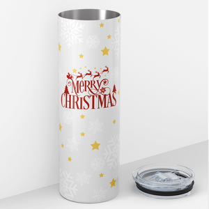 Merry Christmas Snowflakes and Stars 20oz Skinny Tumbler