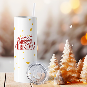 Merry Christmas Snowflakes and Stars 20oz Skinny Tumbler