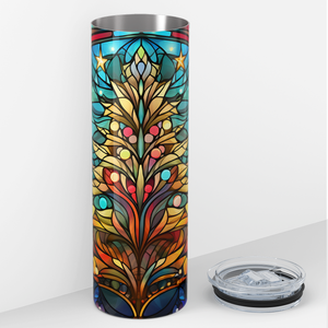 Stained Glass Christmas Tree with Stars 20oz Skinny Tumbler