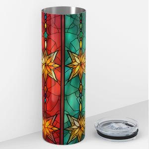 Stained Glass Christmas Ornament Stars 20oz Skinny Tumbler