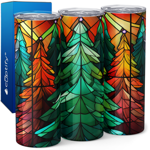 Stained Glass Christmas Trees 20oz Skinny Tumbler