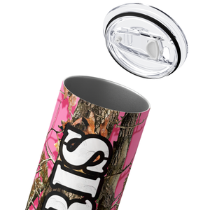 Personalized Soft Pink Camo Tree Pattern 20oz Skinny Tumbler