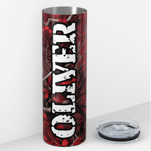 Personalized Red Camo Tree Pattern 20oz Skinny Tumbler