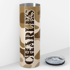 Personalized Tan Desert Camo Pattern 20oz Skinny Tumbler