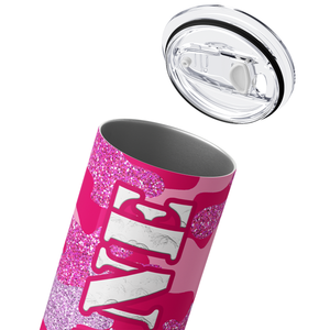 Personalized Pink Glitter Camo Pattern 20oz Skinny Tumbler