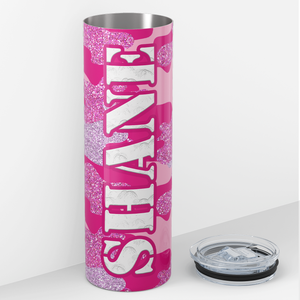 Personalized Pink Glitter Camo Pattern 20oz Skinny Tumbler