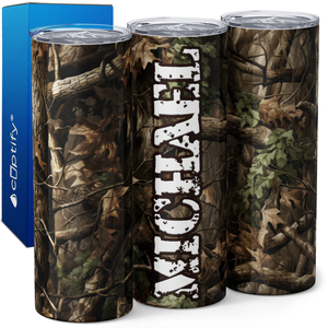 Personalized Hunting Tree Camo Pattern 20oz Skinny Tumbler