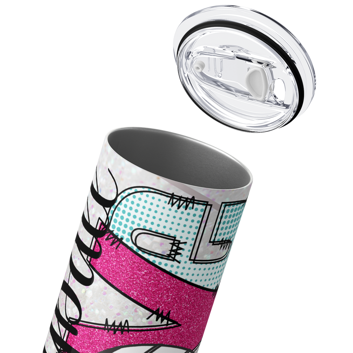 Volleyball Love Gllitter 20oz Skinny Tumbler