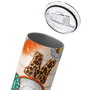 Mom Volleyball Leopard Print Daises 20oz Skinny Tumbler