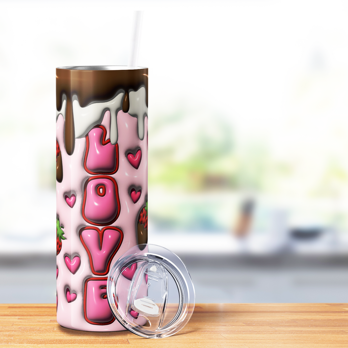 Love Chocolate Strawberries 20oz Skinny Tumbler