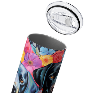 Black Lab Flowers 20oz Skinny Tumbler