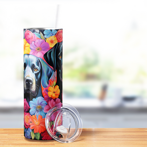 Black Lab Flowers 20oz Skinny Tumbler