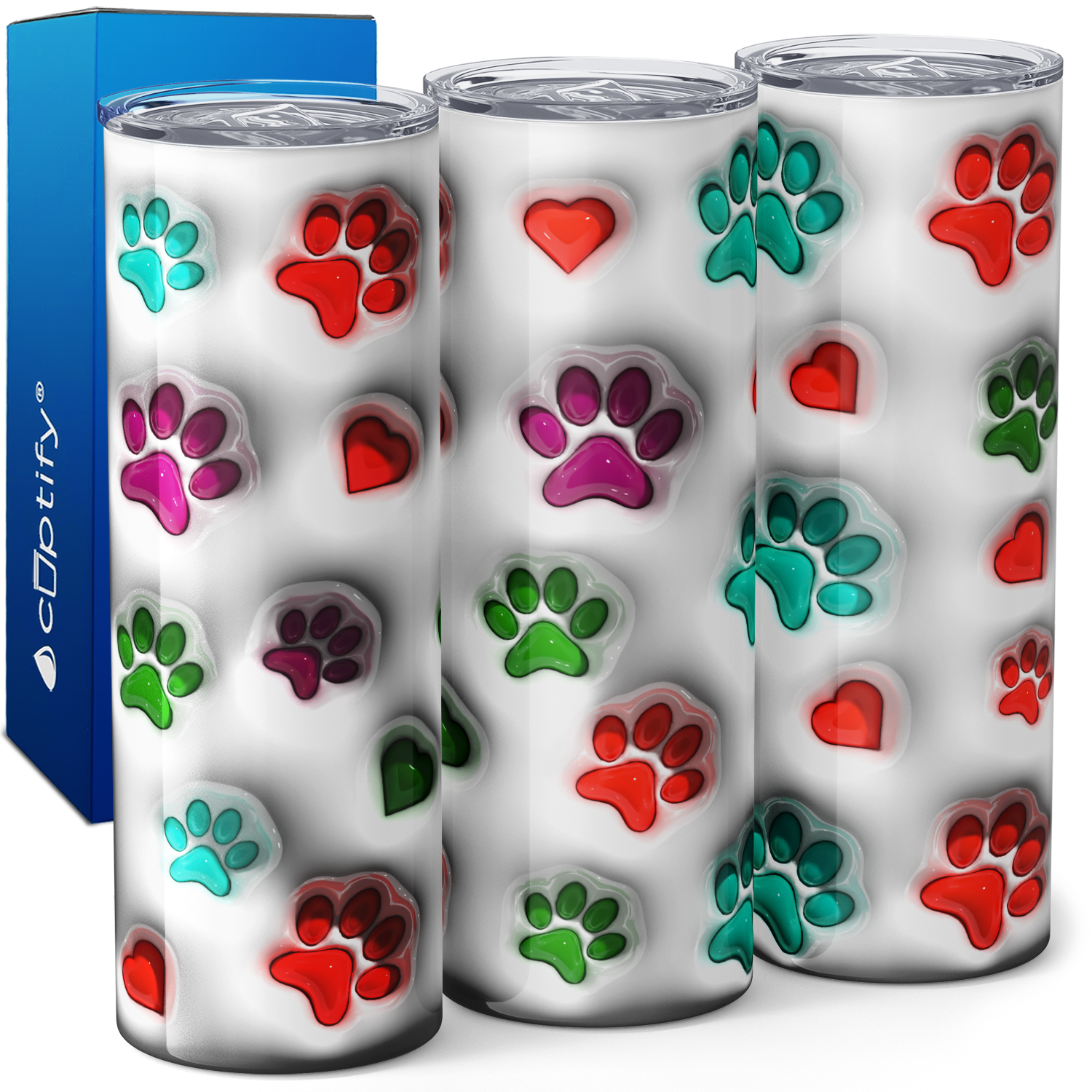 Paw Prints Inflated 20oz Skinny Tumbler