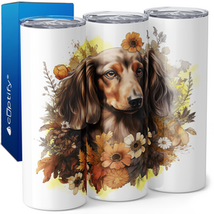 Dachshund Flowers 20oz Skinny Tumbler