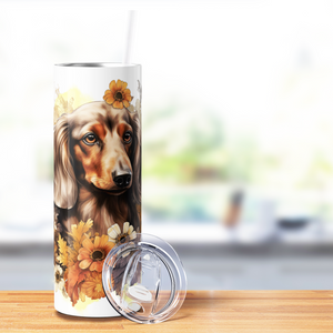 Dachshund Flowers 20oz Skinny Tumbler