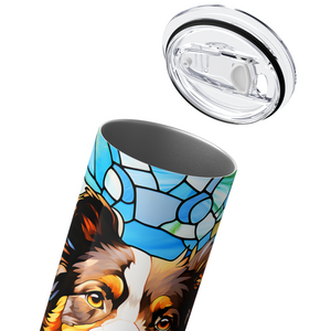 Stained Glass Border Collie 20oz Skinny Tumbler