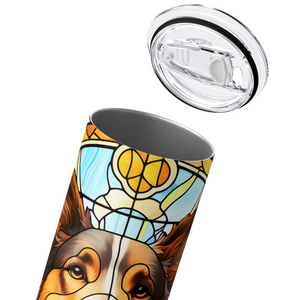 Stained Glass Australian Shepherd 20oz Skinny Tumbler