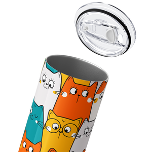 Cats Blue Orange and White 20oz Skinny Tumbler