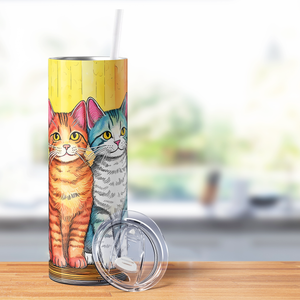 Cats with Rainbow 20oz Skinny Tumbler