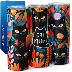 Cat Mom Black Cats 20oz Skinny Tumbler