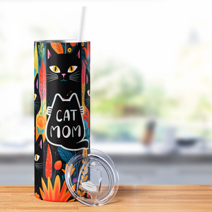 Cat Mom Black Cats 20oz Skinny Tumbler