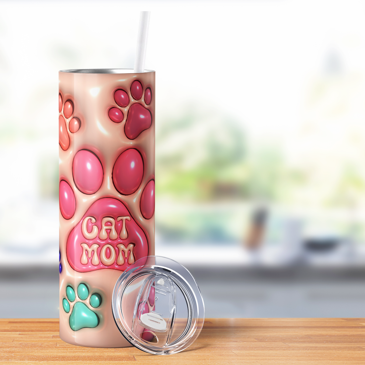 Cat Mom Inflated Balloon 20oz Skinny Tumbler