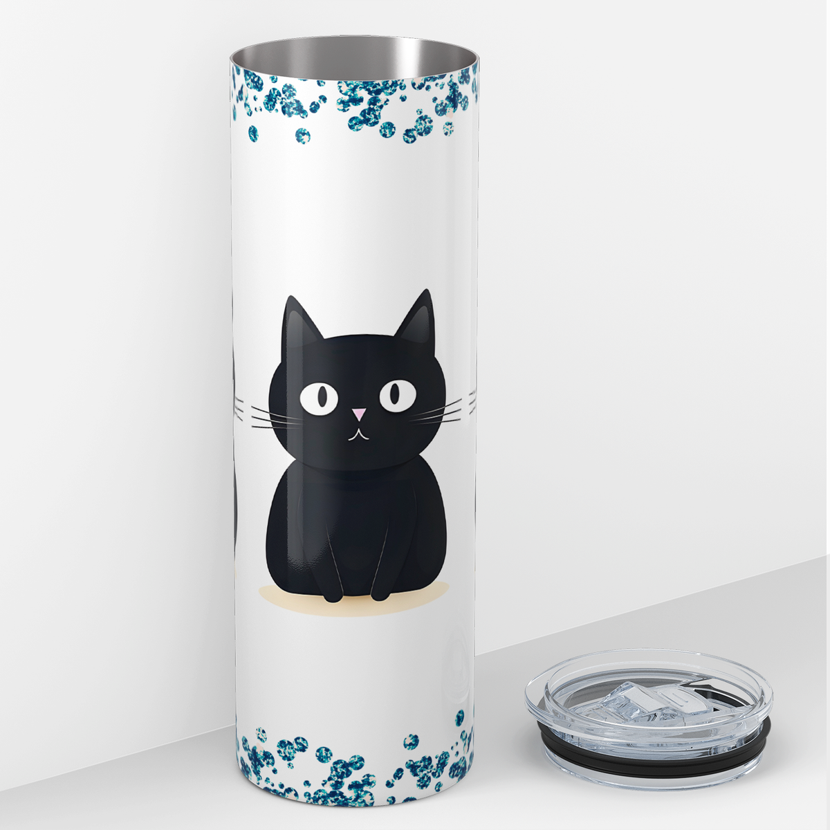 Black Cats with Glitter 20oz Skinny Tumbler