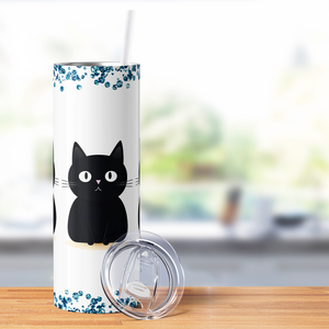 Black Cats with Glitter 20oz Skinny Tumbler