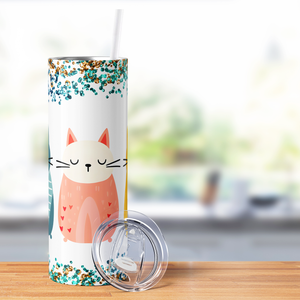Cats with Glitter 20oz Skinny Tumbler