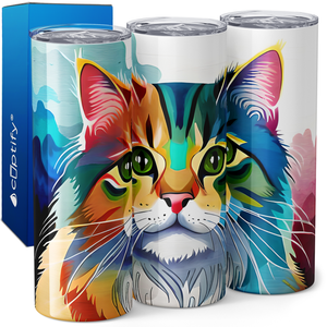 Colorful Cat 20oz Skinny Tumbler