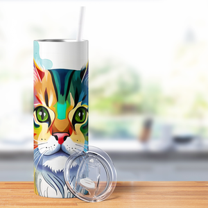 Colorful Cat 20oz Skinny Tumbler