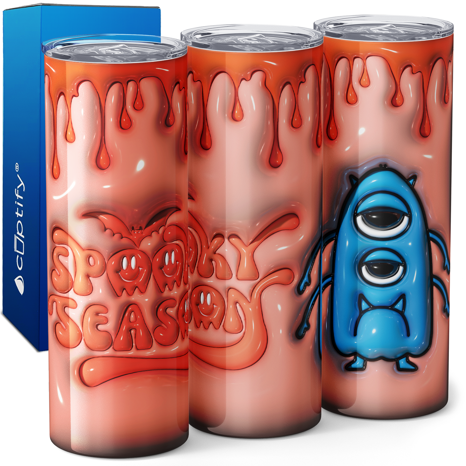 Spooky Season Monster Inflated Balloon 20oz Skinny Tumbler