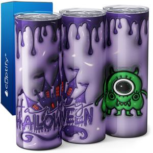 Halloween with Monster on Purple Inflated Balloon 20oz Skinny Tumbler