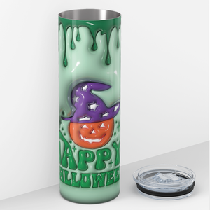 Halloween with Monster on Green Inflated Balloon 20oz Skinny Tumbler